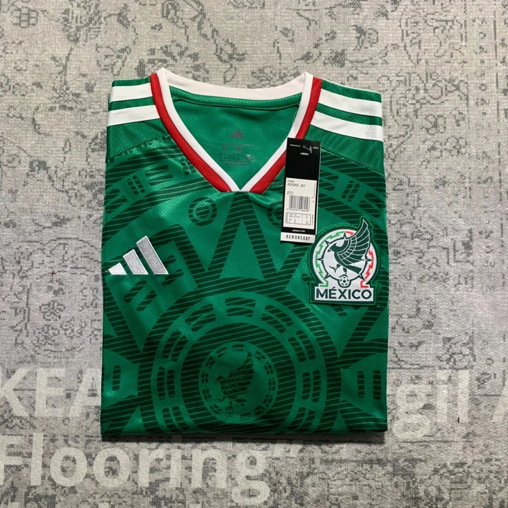 Adidas Mexico Soccer Jersey Mens XL Green New Aztec Graphic Slim Fit Shirt